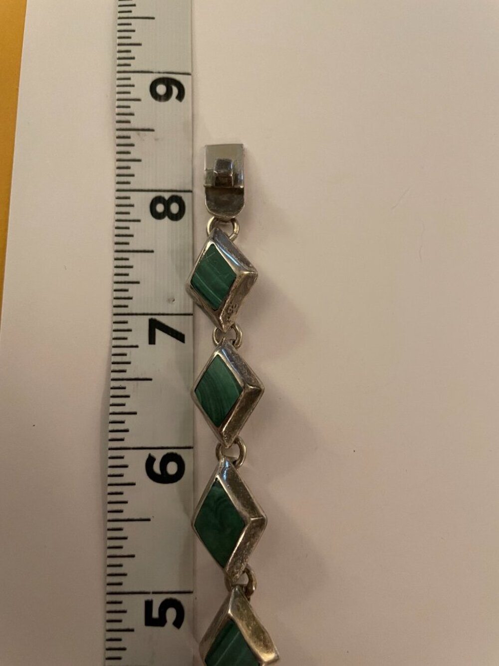 Vintage Sterling Silver Bracelet Taxco 950 Malachite 31 grams RARE 8" Green $499 - Picture 2 of 11